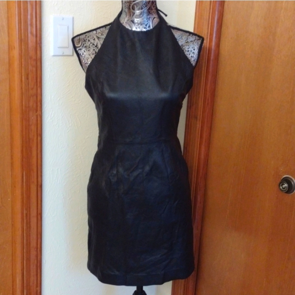 Shape Fx Genuine Leather Halter Dress